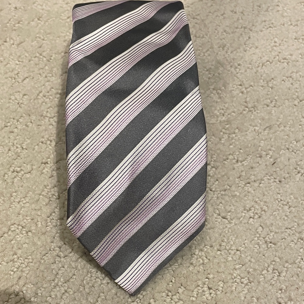 Hugo Boss Striped Tie in Black and Gray CB